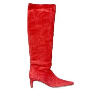 Staud Wally Heeled Boots In Red 37/7 NWOB